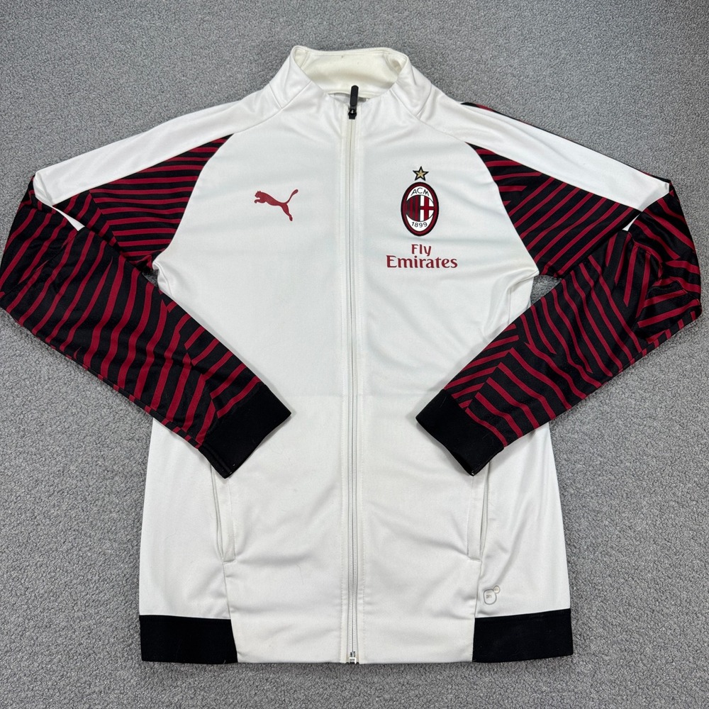 Puma AC Milan Track Jacket Mens Small White Fly Emirates Stadium Soccer Training